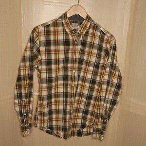 J. Crew Yellow Green Brown Plaid Button Down Medium